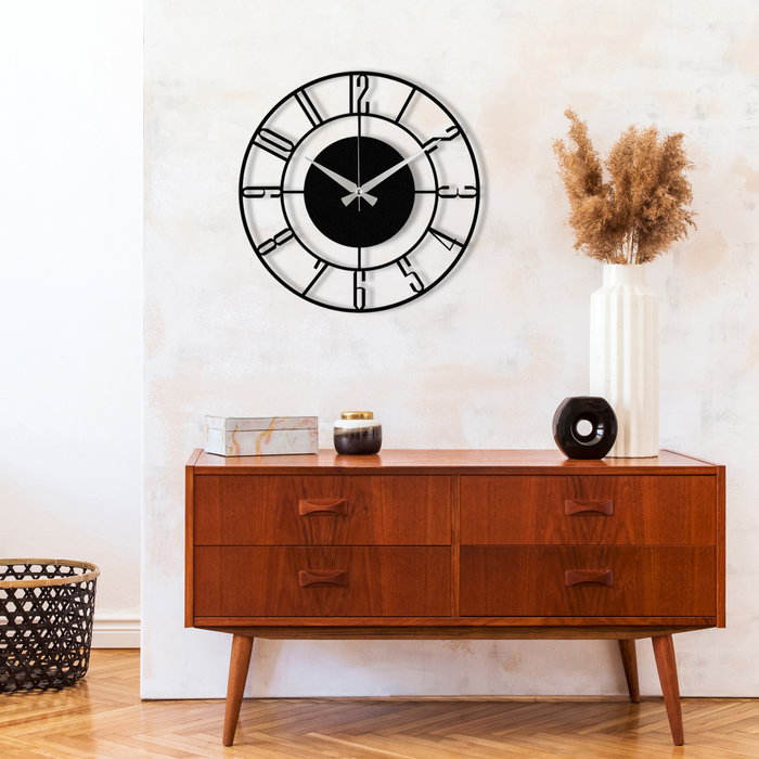 Wallity Enzoclock - S011 Reloj de Pared Decorativo de Metal Negro